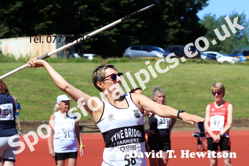 Womens javelin, 2024 NE Masters Track and Field Champs., Monkton Stadium, Jarrow.  Photo: David T. Hewitson/Sports for All Pics